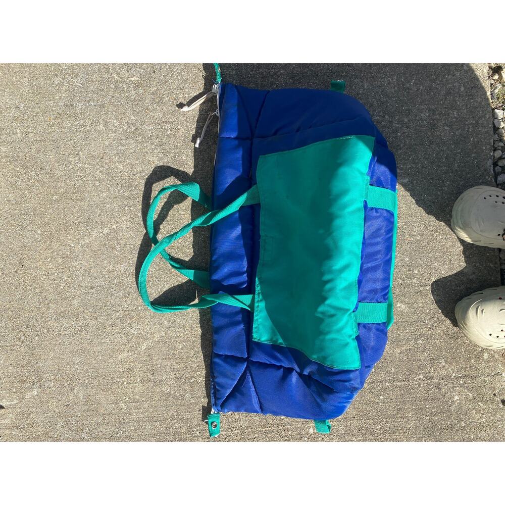 Vtg 90s Eddie Bauer Spell Out Color Block Insulated Beach Cooler Bag Blue NWT - Picture 5 of 9